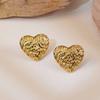 Stainless Steel Gold Color Love Heart Shaped Stud Earrings Charm Luxury Trendy Earrings Women Accessories Wedding Jewelry Gifts