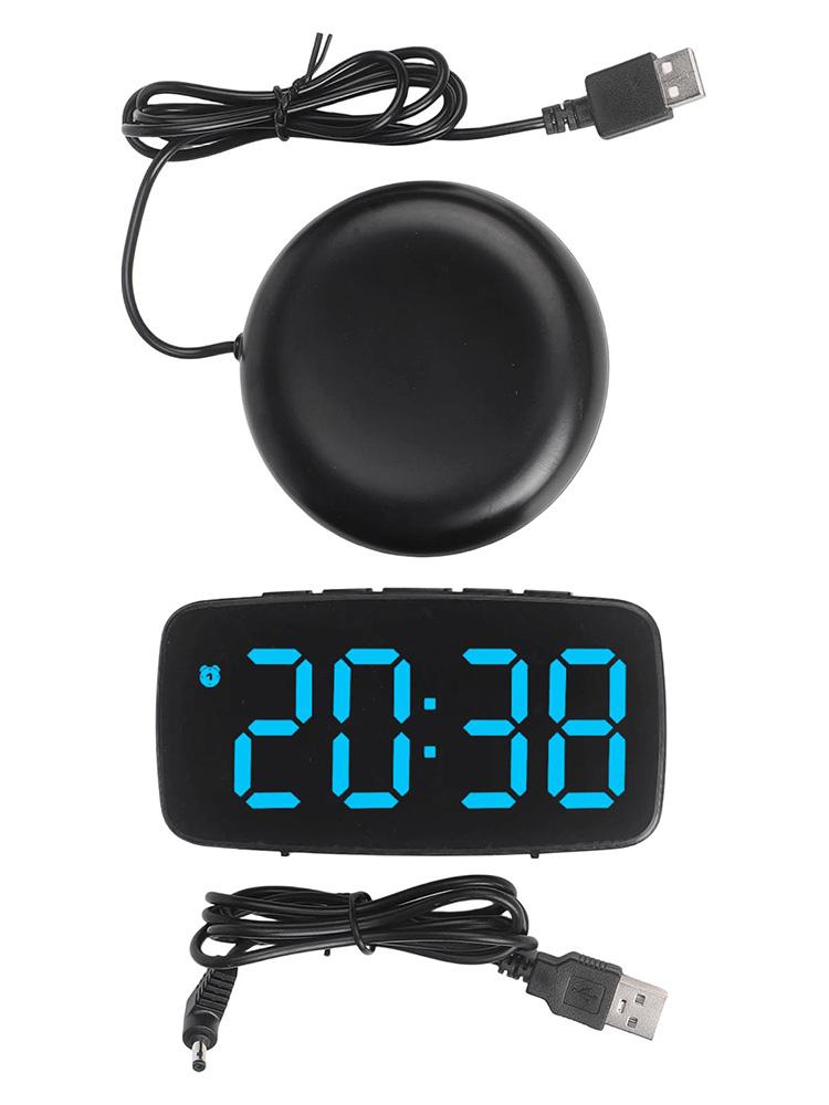 Digital Desk Clock with USB Charging Adjustable Brightness Snooze Function and Vibration Alarm for Heavy Sleepers