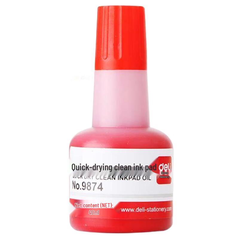 Deli 9874ES Quick-Drying Red Inkpad Oil