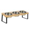 Anti-Leak Pet Feeder Non Slip Wood Dog Water Feeding Dish Cat Bowl Stand  Small to Medium Cats