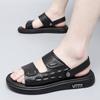 Men's Summer Fashion Crocodile Sandals Slippers Adult Leisure Comfort Thick Sole Beach Shoes Anti Slip Open Toe Leather Sandals