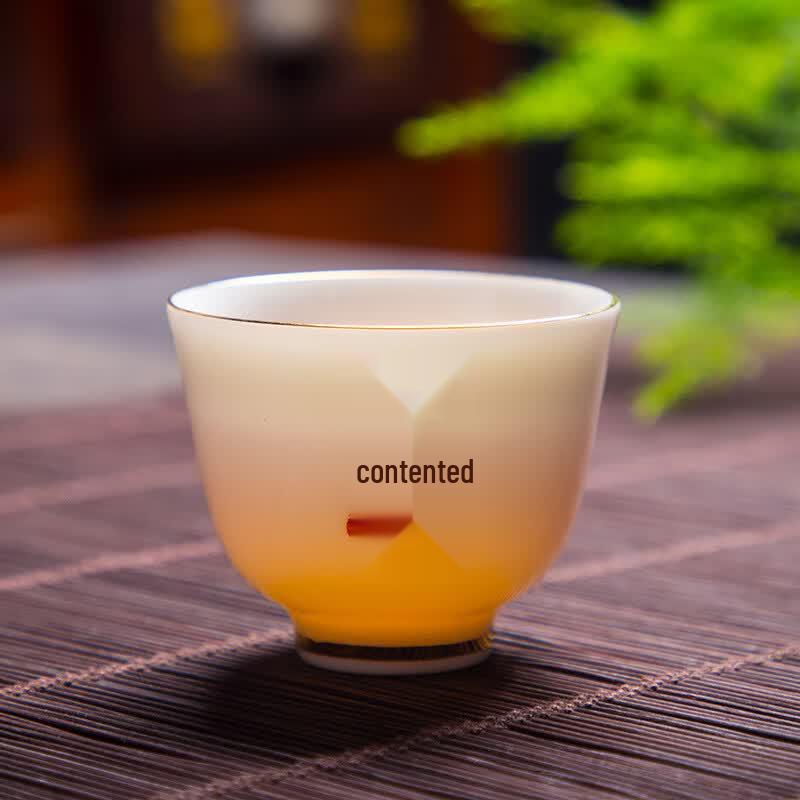 Lailuo Hand-Painted Magnolia Jade Ceramic Tea Cup