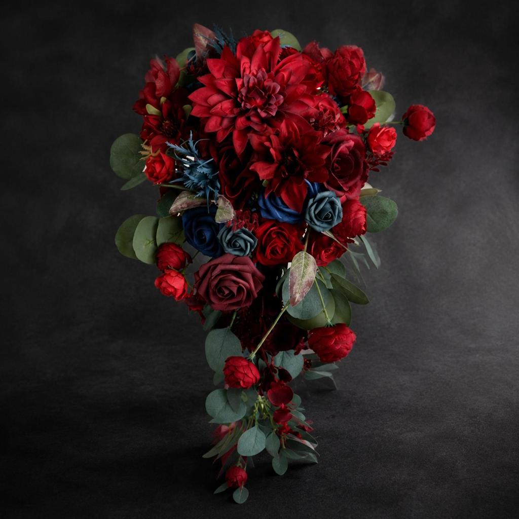 Flower Arrangement Layered Cascading Teardrop Bridal Bouquet Lens-Ready for
