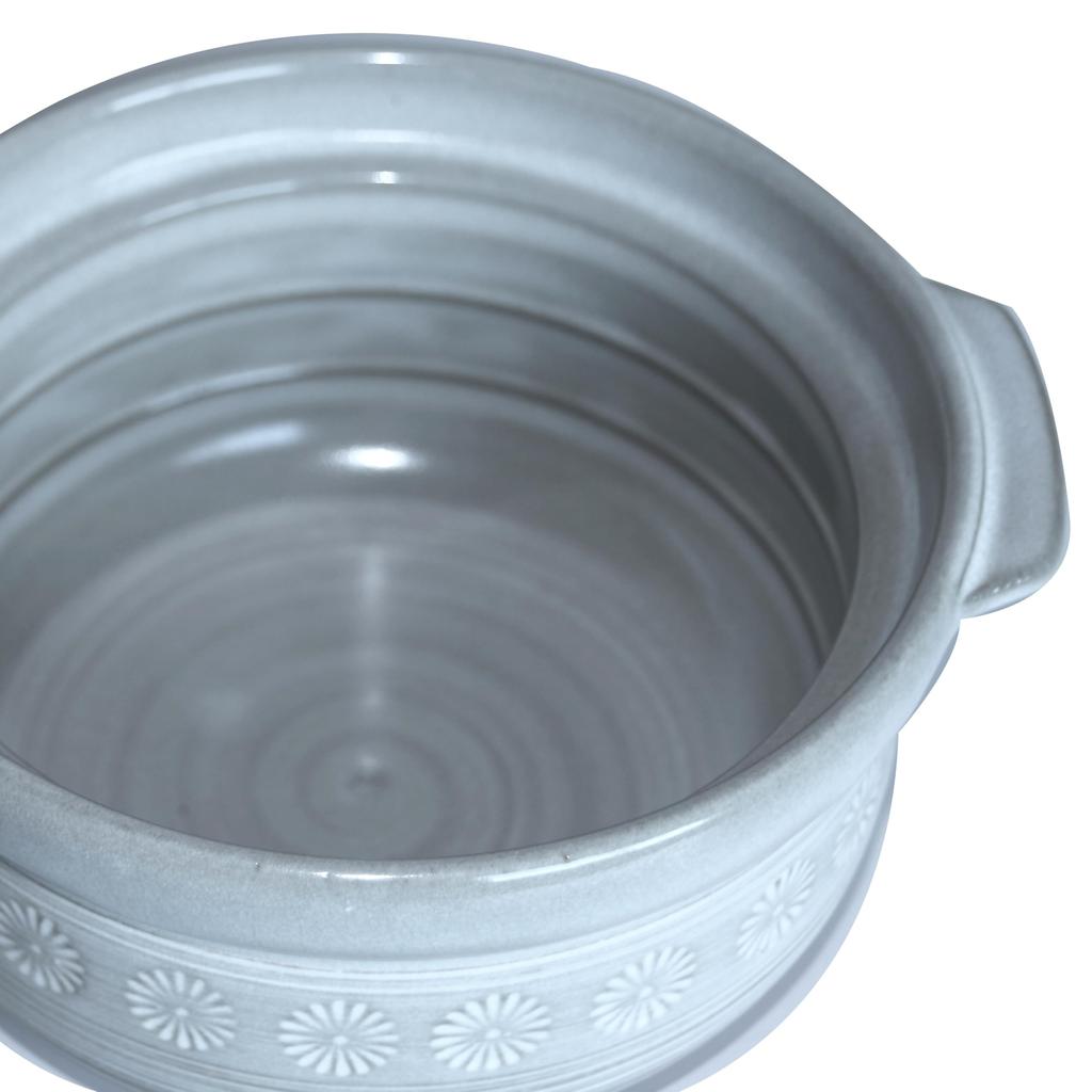 Genuine Ginpo Toki Hana Mishima "Overflow Resistant" Rice Cooker, 2-Cup Capacity, Earthenware Pot, Direct-Stovetop Compatible, Made in Japan, 21161