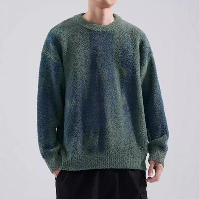 Men's Retro Tie-Dye Crew Neck Sweater - Autumn/Winter Cool Streetwear Trendy Loose Knitwear