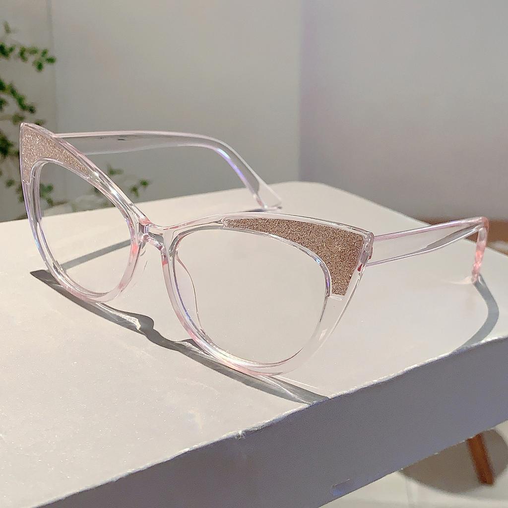 Colorful Trends Bling Frame Women Popular Fashion Cat Eye Eyeglasses Stylish Brand Decoration Po Ladies Glasses