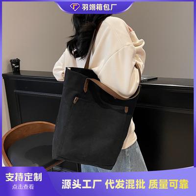Bolsa de lona retrô de nicho nova para mulheres, bolsa de ombro casual de grande capacidade, bolsa tote para o dia a dia e para ir ao trabalho