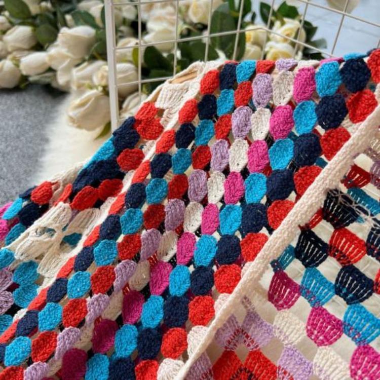 Böhmischer Strickschal Pullover Hohl-Spitzenärmel Häkel-Stickerei Design Lockerer Cardigan Mantel