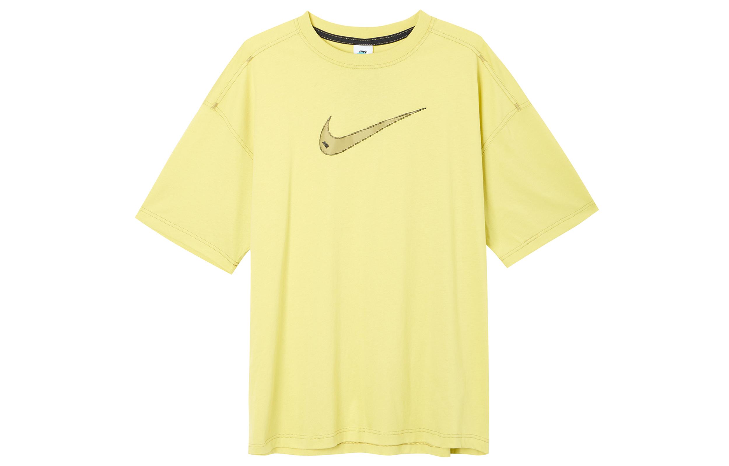 Nike SS22 Sportswear Swoosh Logo Print Retro Crewneck T-Shirt  Light Yellow  DM6212-304 L