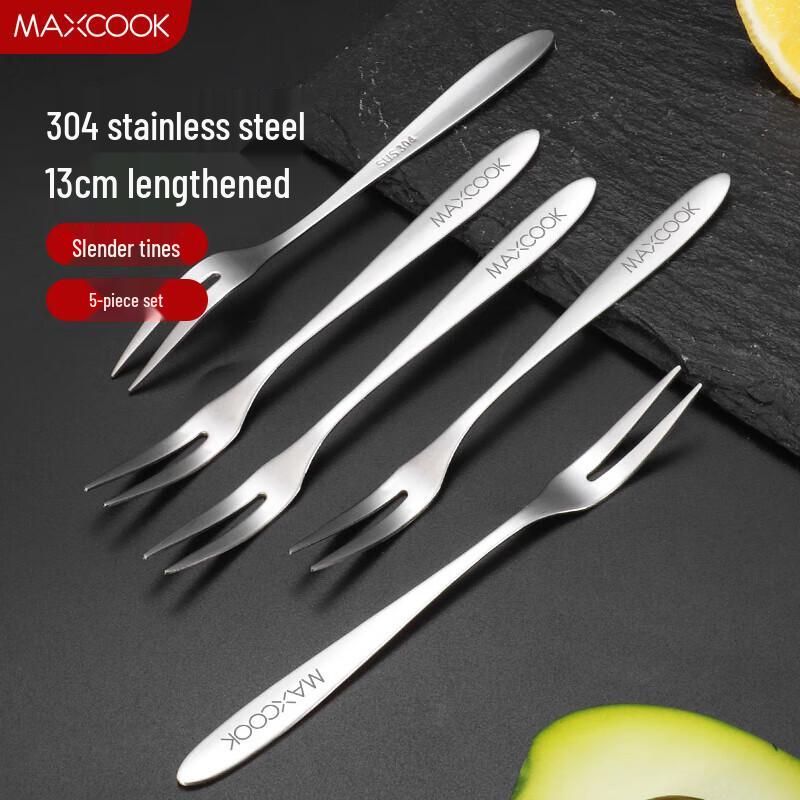 MAXCOOK 304 Stainless Steel Fruit & Dessert Forks 5-Piece Set
