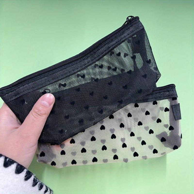 Transparent Mesh Pencil Case,Office Desktop Storage Bag,Makeup Bag,Stationery Bag,Large Capacity Pencil Case,Office Supplies