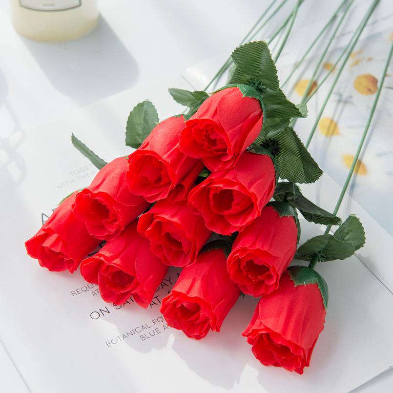 Artificial Flowers Red Silk Roses Bouquet Vase Home Room Garden Wedding Festival Decoration Wreaths Fake Plant Wholesale Cheap