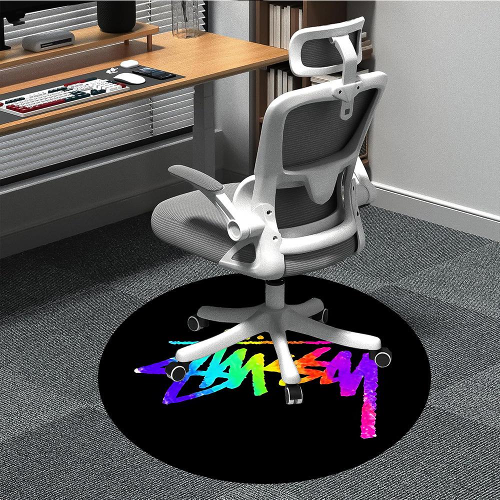 

1pc Stussy Fashion Office Round Area Rug, Indoor Mat Suitable For Office, Under Office Chairs Bedroom Living Room Home Decor, Room Deco 80cm