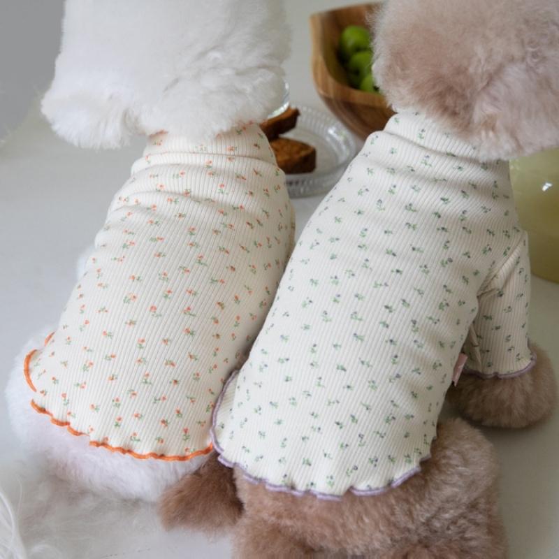 Dog Autumn Winter Flower Undershirt Home Pet T-Shirt Clothes Pet Cute Lace Teddy Puppy Clothes Dog Sweater For Small Dogs