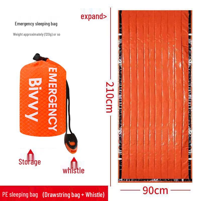 Portable Emergency Sleeping Bag: PE Aluminum, Insulating First Aid Blanket for Outdoor Survival and Camping
