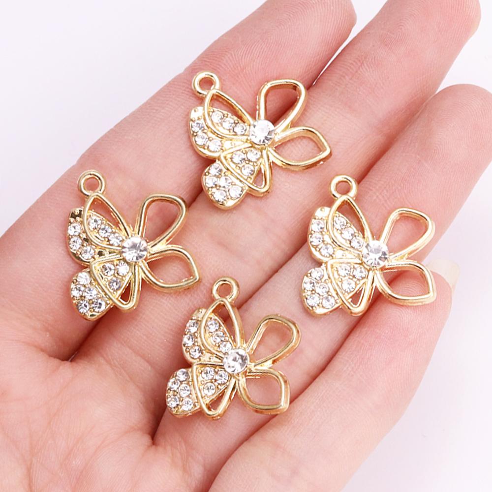 10Pcs Delicate Gold Color Zircon Flower Dragonfly Star Charms Pendants High Quality Diy Necklace Earrings Jewelry Accessories