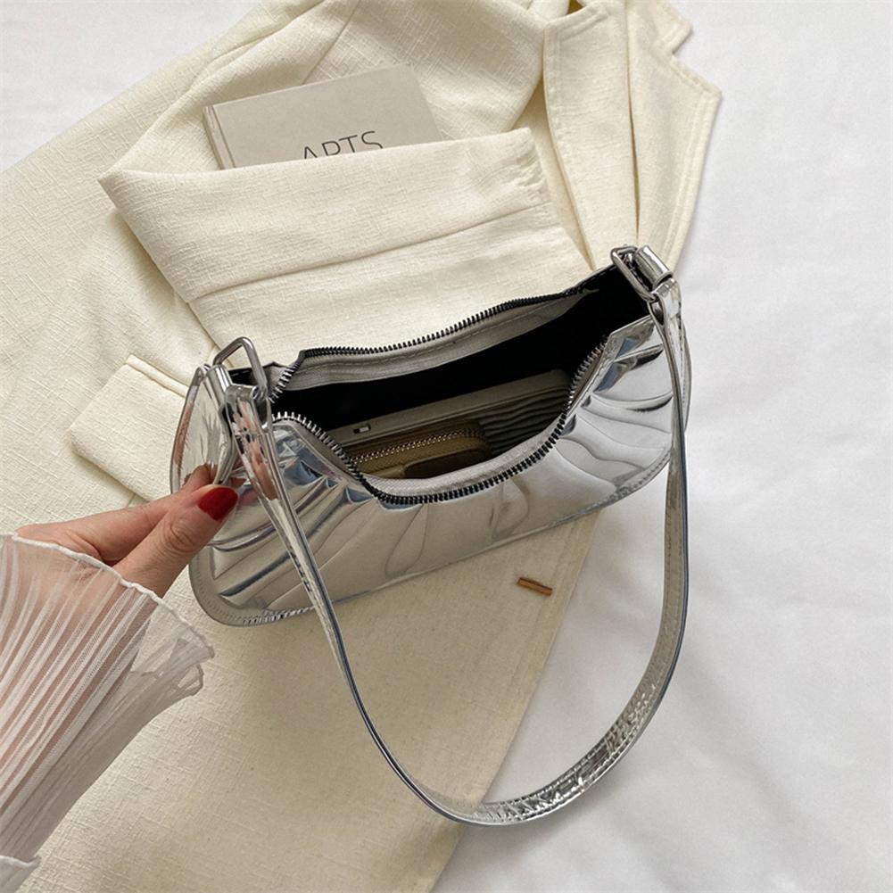 Women Shoulder Bag Fashion Pleated Small Tote Bags PU Leather Casual Simple Elegant Portable Solid Color Female Armpit Bag