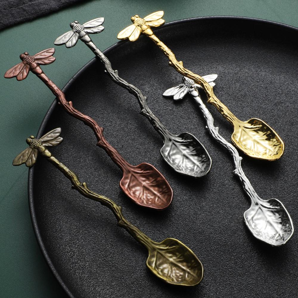 Dragonfly Design Coffee Spoon Metal Bar Tea Spoon Stirring Tool Kitchen Dessert Scoop Tablewear