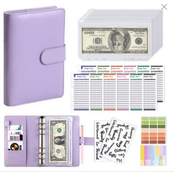 A6 Macaron PU Leather Zipper Budget Notebook with Detachable Loose-Leaf Pages