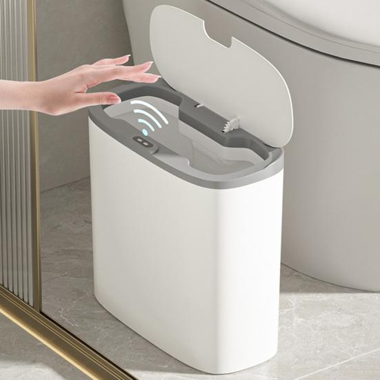 Space Saving Cabinet Trash Bin Motion Sensor Can, Wall Mounted Narrow Gap Garbage with Touchless Kitchen Container Automatic Open Lid, Hands Free for