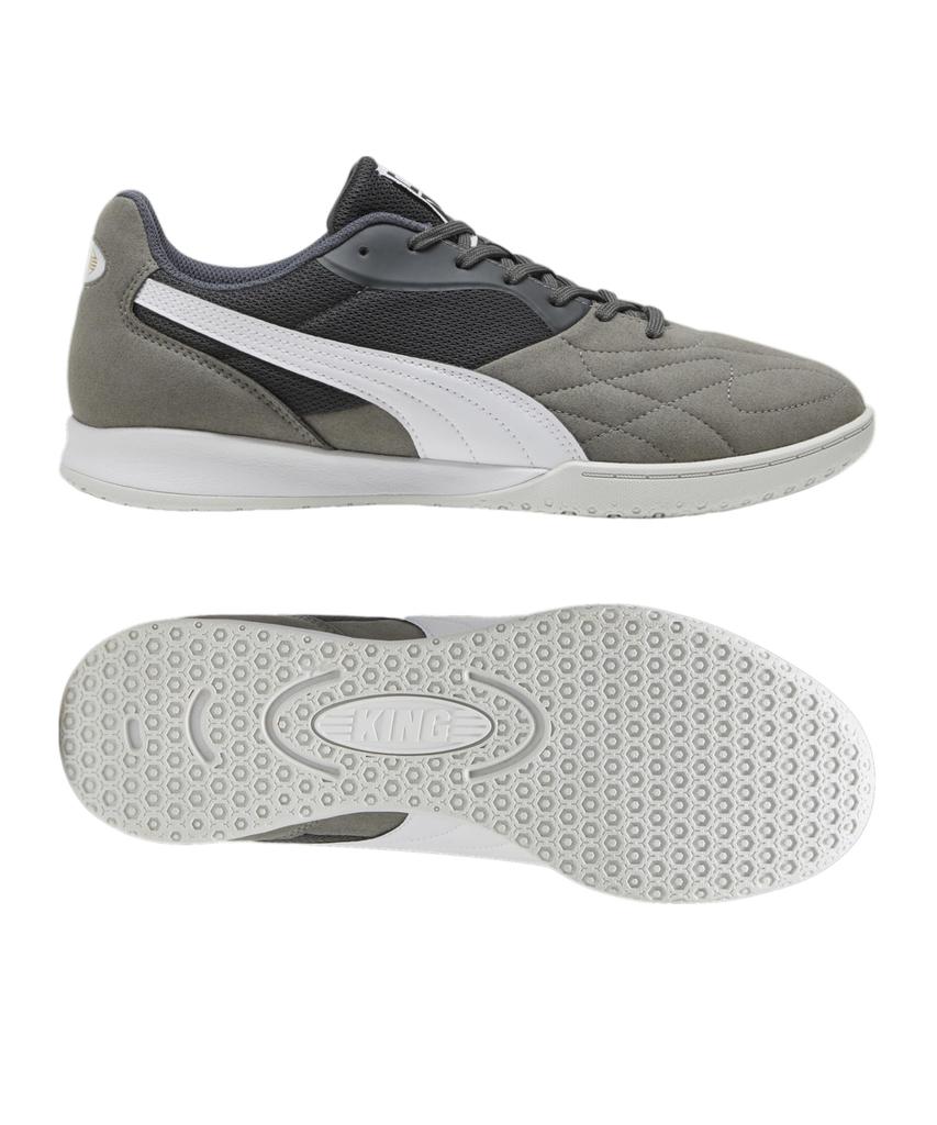 PUMA King Top IT 107349 Soccer Futsal and Training 2024 Shadow Gray Gray Men's Cleats, Shoes, Shoes, Spring/Summer Colors White/Glacial (05)