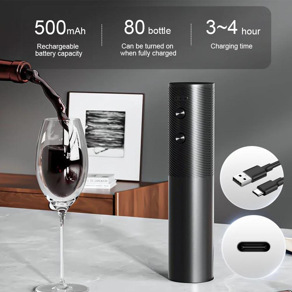 Rechargeable Electric Wine Opener,Automatic Corkscrew with USB Charging,Kitchen Gift Set for Red/White Wine&Bar Tools Accessorie