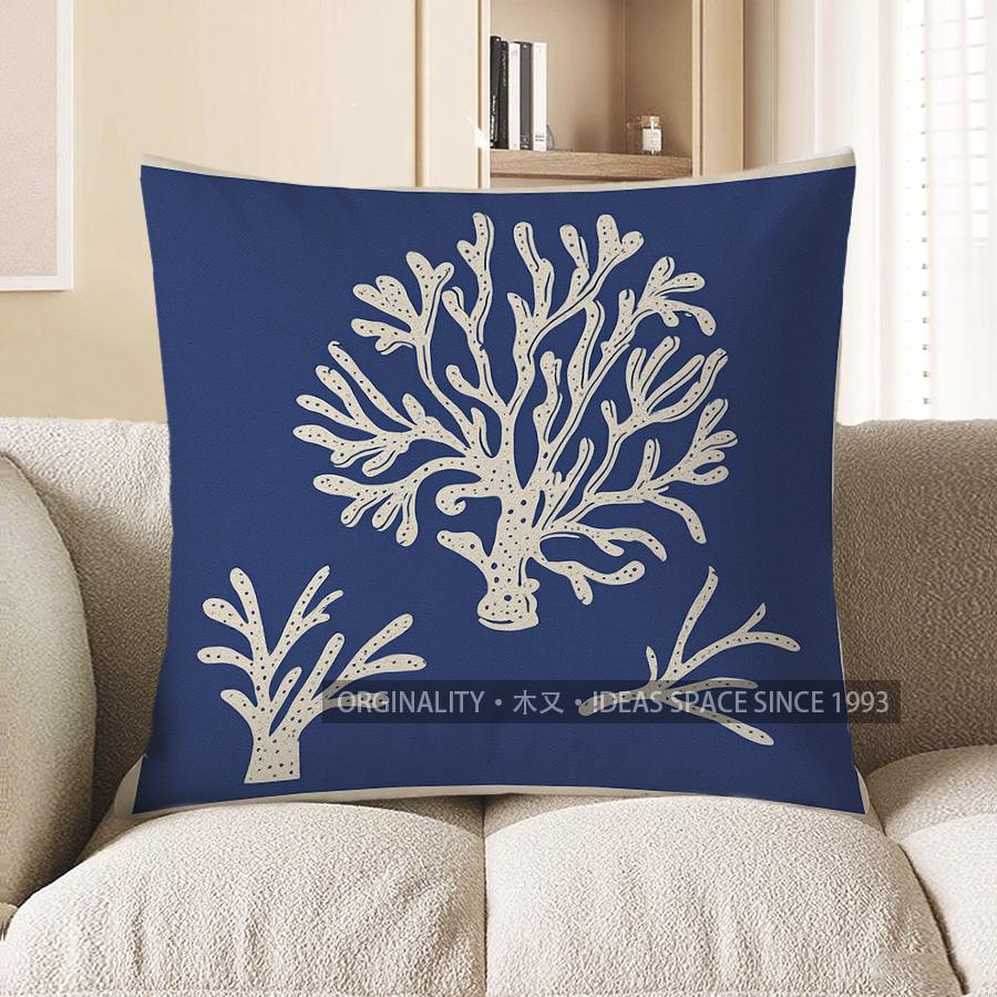 Home Decor Blue Starfish With Dots Throw Pillow Cover Pattern Cushion Cover Suitable For Sofa Bedroom Car Pillow Cover
