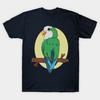 Men Black Print T-shirt Quaker Parrot No-Cut Transfer Paper Print Cotton Tshirt