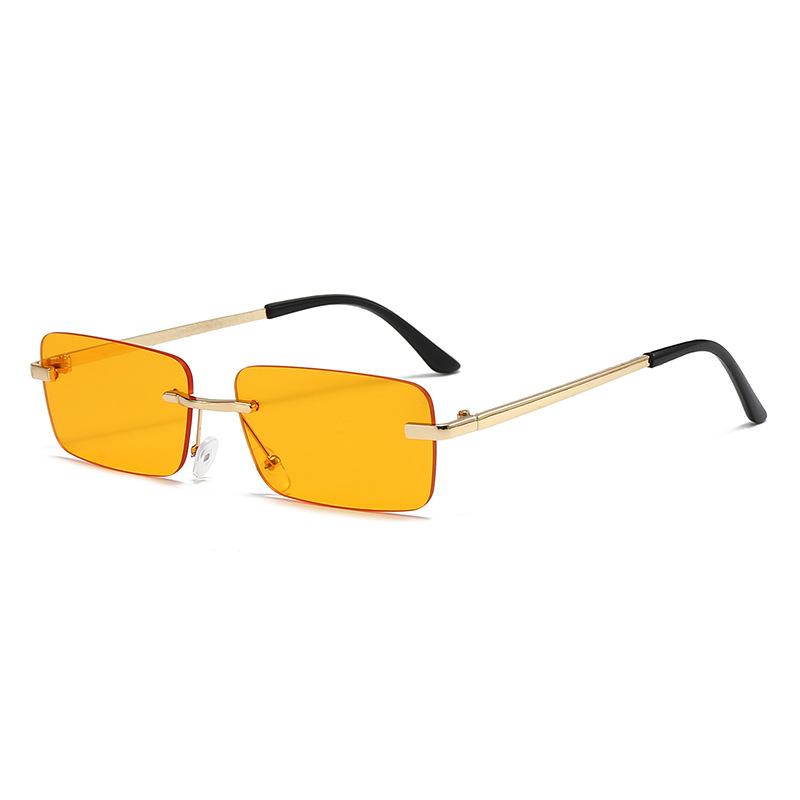 Fashionable Square Rimless Sunglasses Minimalist Trendy Street Style Shades Outdoor Sports and Travel UV-Protective Eyewear