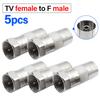 5Pcs F To TV Male/Female Plug Jack Striaght RF Adapter Connector Coaxial Wire Terminal Nickel-plated For TV Antenna Extension