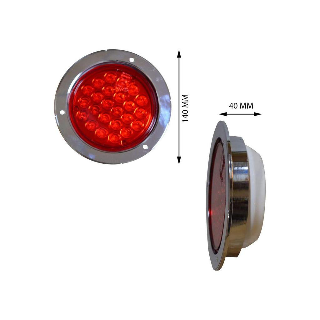 Apsmotiv 4" Round Red LED Tail Light – Stop, Turn & Brake Light with Red Flange Mount, Waterproof 12V DC Trailer Light for RV, Trucks