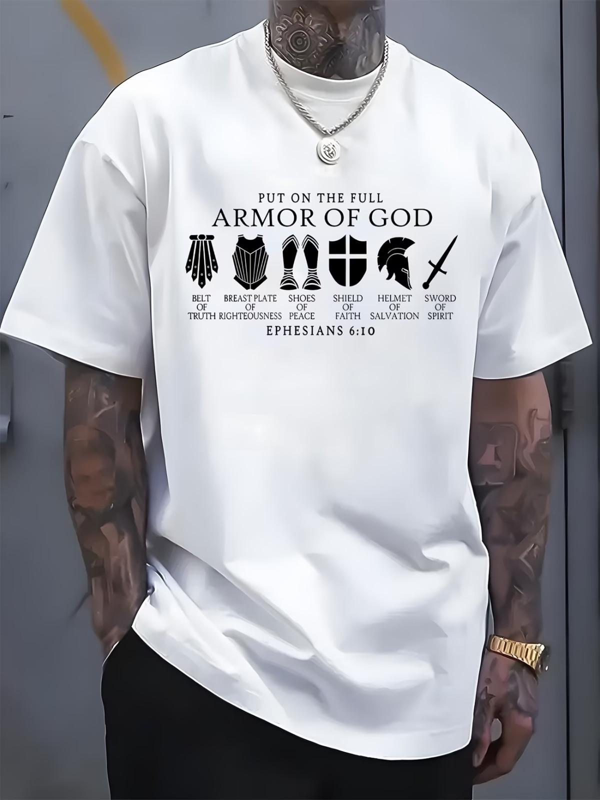 Men S  Armor of God  Graphic T-Shirt - Casual, Comfortable, and Stylish Summe XXXXL