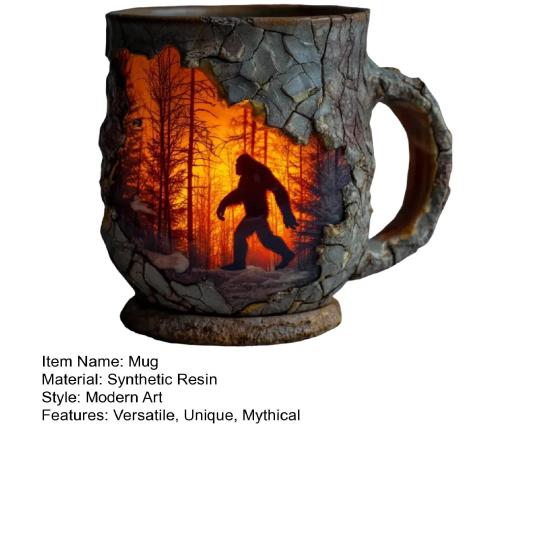 Sasquatch Forest Fires Mug Unique Coffee Cup 3D Bark Texture Cup Hot And Cold Drink Container for Coffee Lovers And Adventure Enthusiasts
