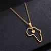 Fashion European Style Hollow Heart African Map Stainless Steel Pendant Necklace