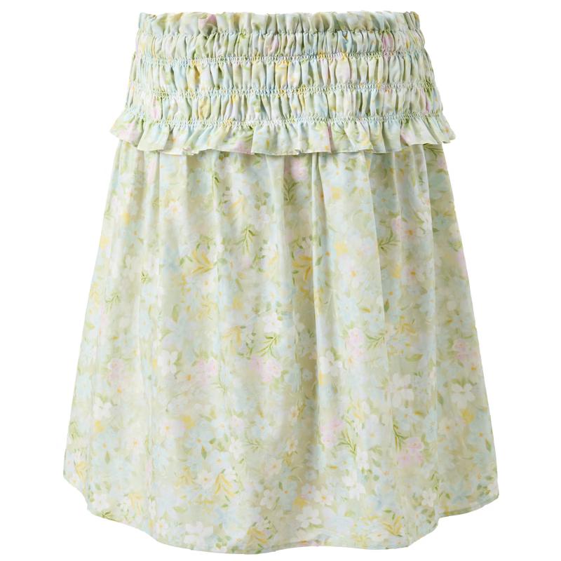 

Sancai 2026 Summer 100% Cotton Floral High-Waisted A-Line Skirt M