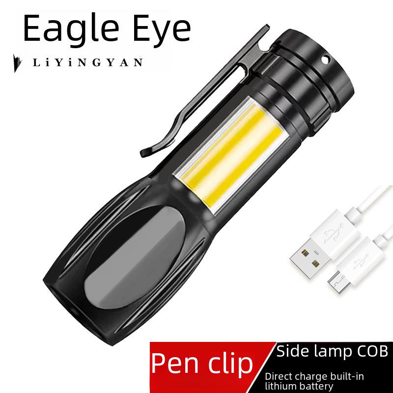 Mini COB Flashlight: USB Rechargeable, Bright Outdoor Light with Plastic Casing