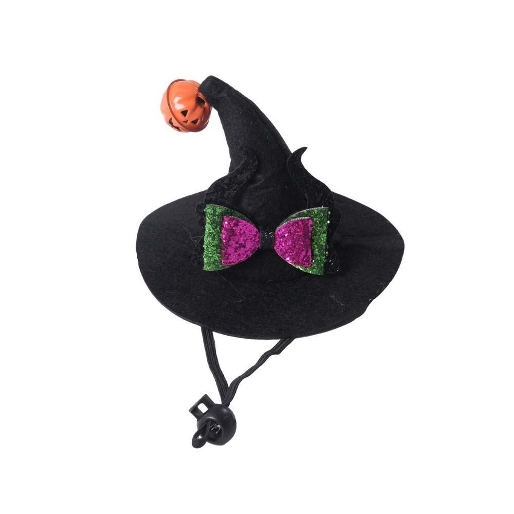 With Bell Cat Wizard Cap Sequin Bowknot Dog Halloween Headwear Pet Witch Hat Festival Carnival
