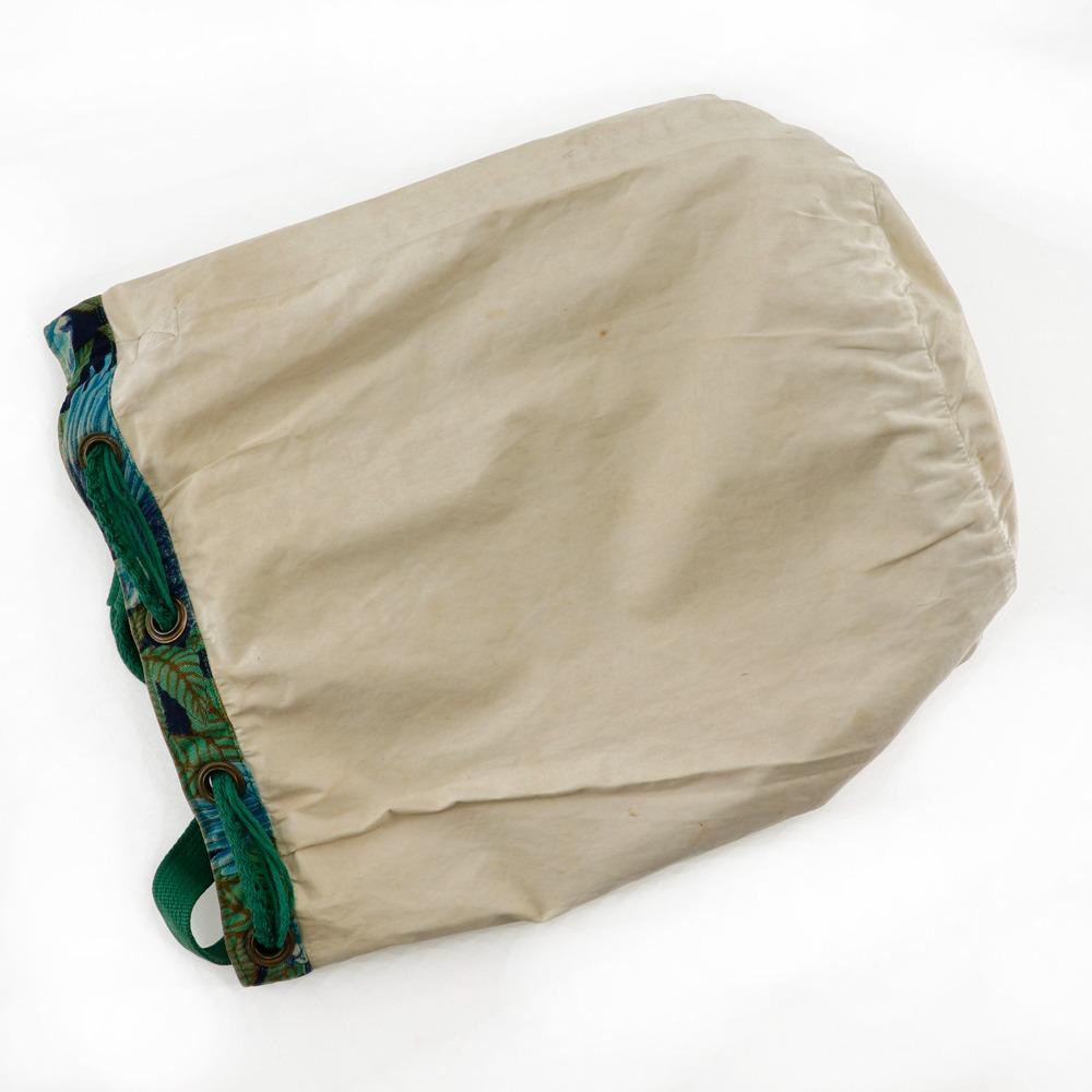 Hermes One Belt Shoulder Bag Botanical Pattern Bird Pattern Vintage Green Cotton Women Used