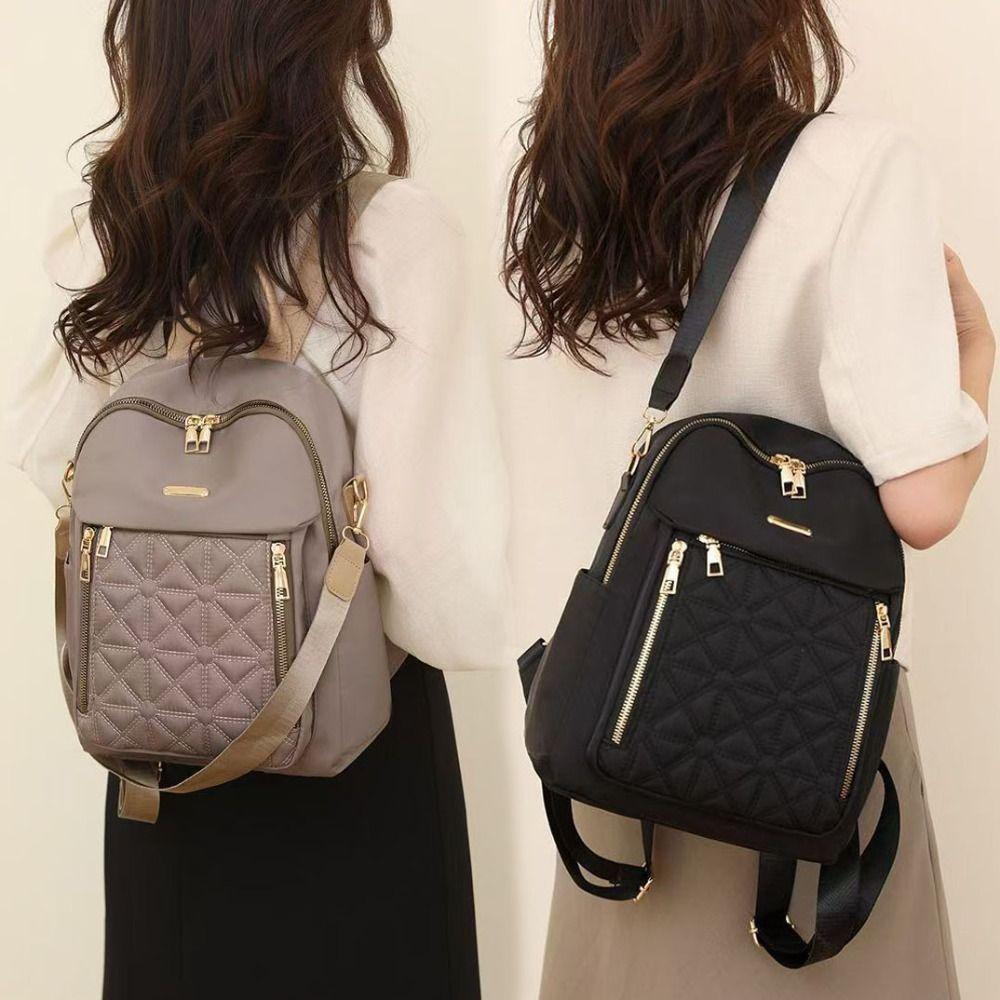 Oxford Cloth Simple Luxury Backpack Small Pack Retro Backpack Solid Color Shoulder Bag  Students