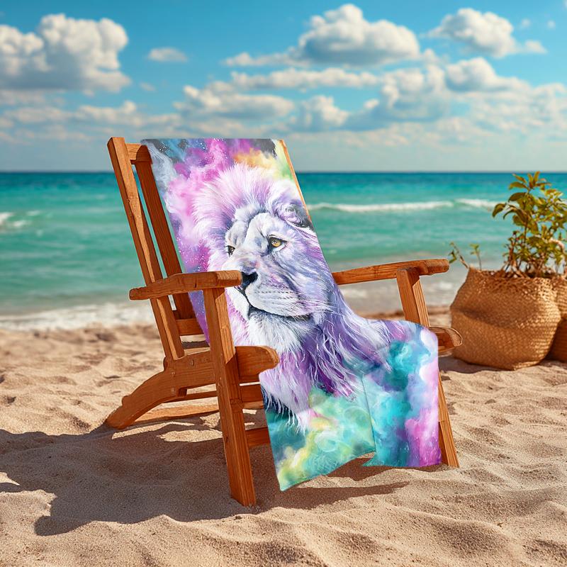 1Pc Cosmic Lion Majesty Beach Towel Quick Dry Multiuse For Beach Pool Gym Yoga Home Travel Christmas Halloween Xmas Gift G1321