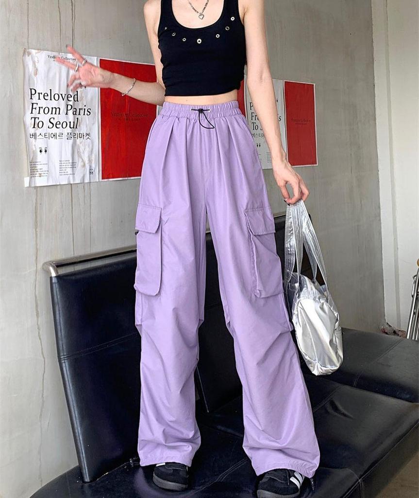 Cross-Border Women's Summer Wide-Leg Work Pants with Large Pockets.