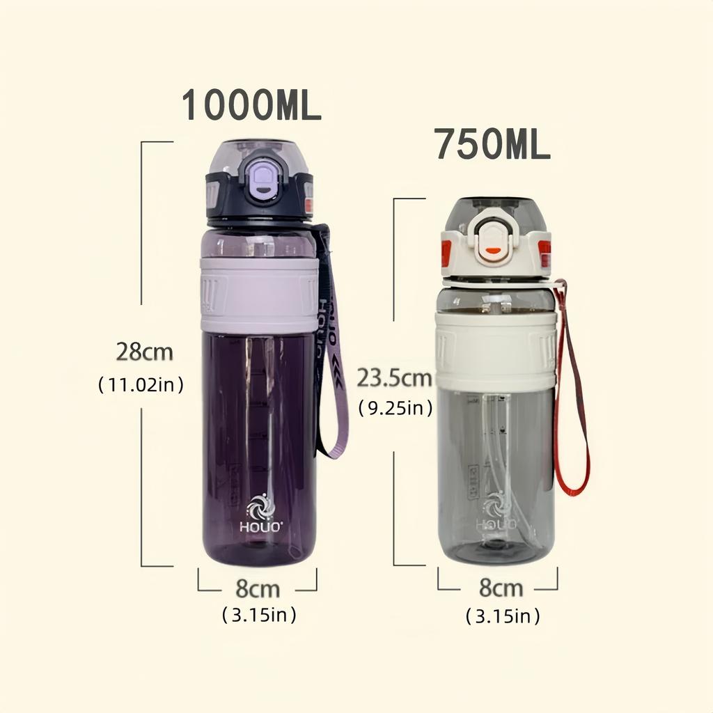 750ml/1000ml Large Capacity Sports Water Bottle Leakproof Plastic Water Cup Outdoor Travel Cycling Hiking Camping Gym Drinkware