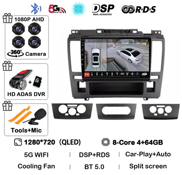 Android 14 Wireless Carplay+Auto 4G WIFI For Nissan Tiida C11 2004-2013 Car Radio GPS Multimedia Stereo Video Player Head Unit