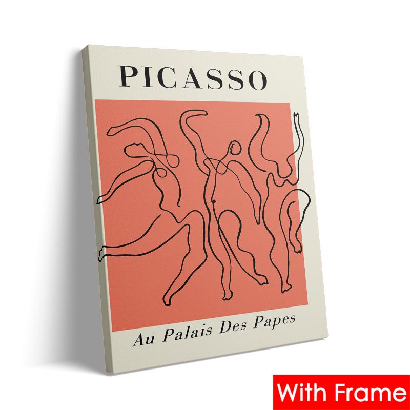 Abstract Picasso Matisse Yayoi Kusama Wall Art Canvas Painting with Frame Nordic Aesthetics Posters and Prints Living Room Decor