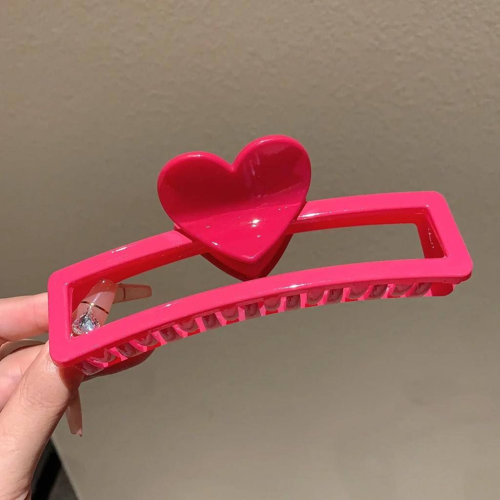 5.1in/3.3in Dopamine Colorful Love Heart Geometric Hair Claw for Women Large Size Shark Clip Thick Thin Hair Accessories Summer