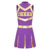 Womens Sparkling Cheerleader Dress Sleeveless Pleated Print Design Youthful Schoolgirl Uniform Halloween Costume