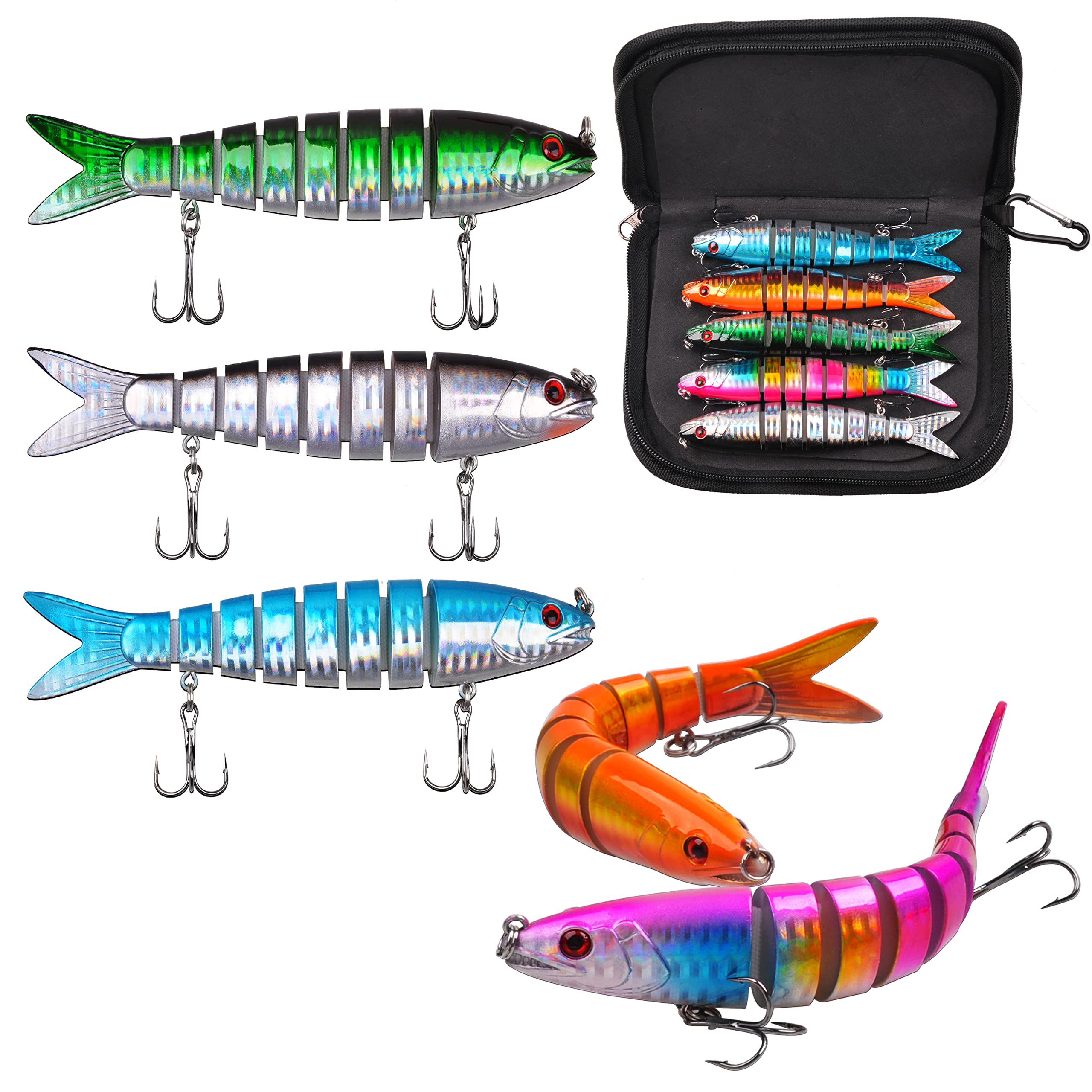 

AGOOL Bass Fishing Lure Jointed Sinking Hard Slow Sinking Lure Durable and 5 Set Set, Lure, Lure, Set, Multi-Jointed S-Shaped Lure, Appealing, 20g,