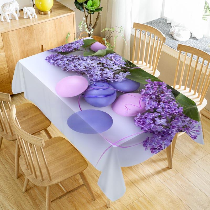 Bloem Lila Tafelkleed Wasbaar Doek Verdikt Oxford Rechthoekig Tafelkleed voor Bruiloft Aanpasbare maat 100X140cm/140X200cm 70x140cm