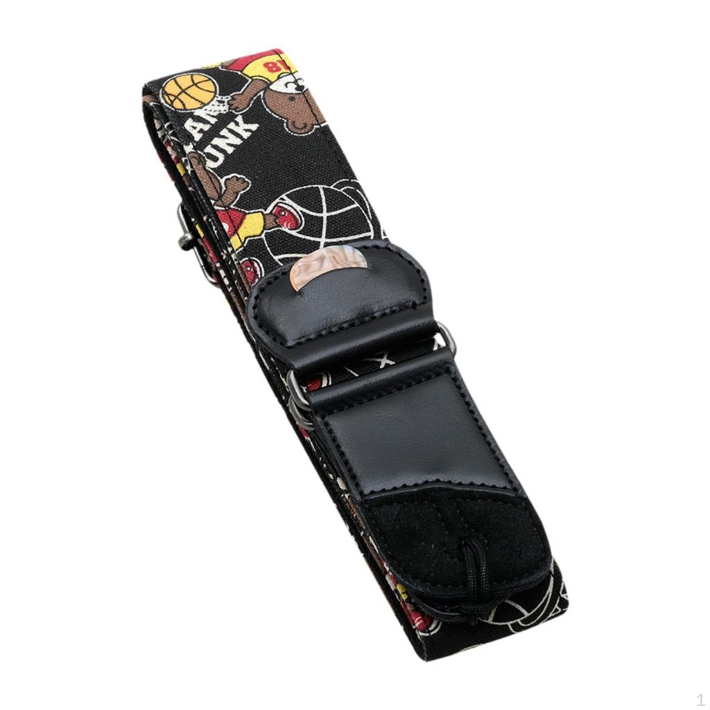Acoustic Guitar Strap Adjustable Length with 2 Picks and Lanyard Breathable Shoulder