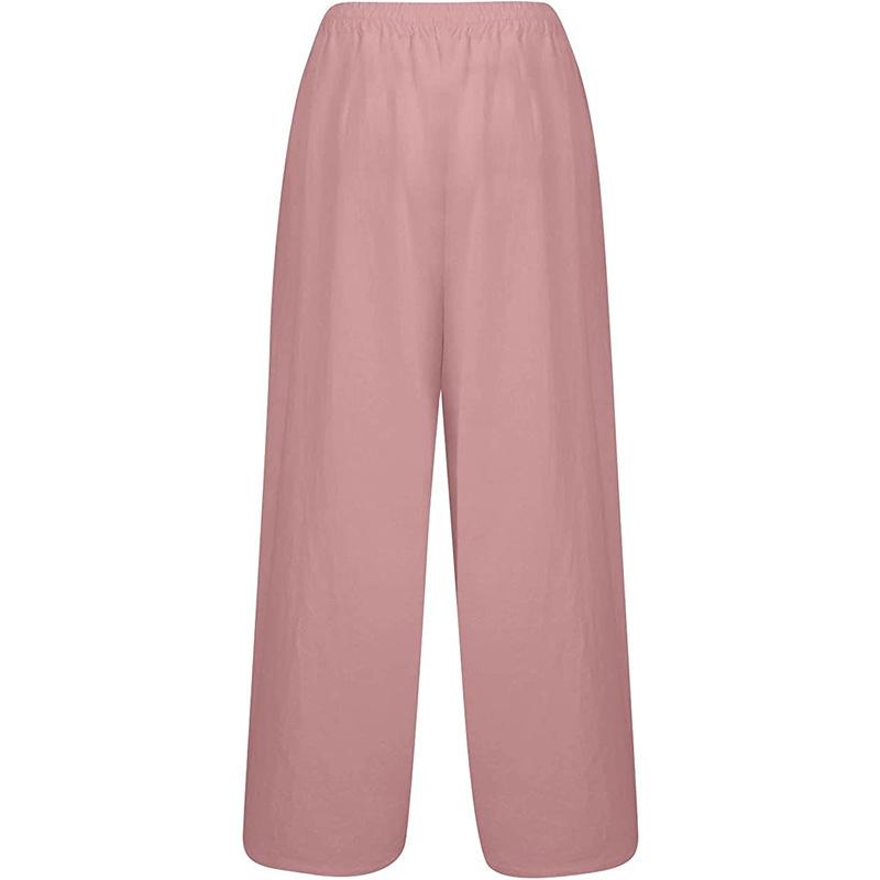Women's casual wide-leg pants elastic waist lace-up trousers
